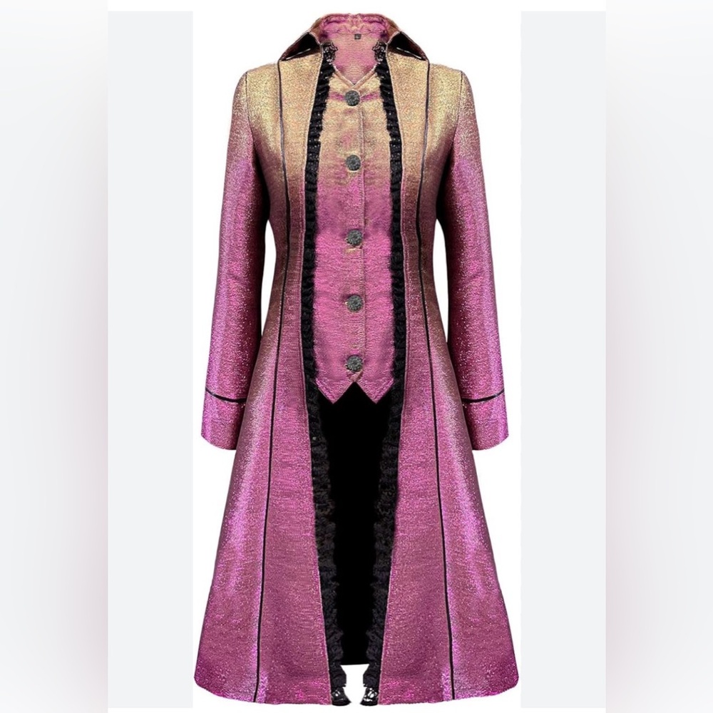 Pink and Gold Shimmering Coat with faux Vest